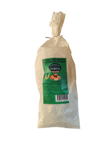 Saucisson sec pur porc aux noisettes entières